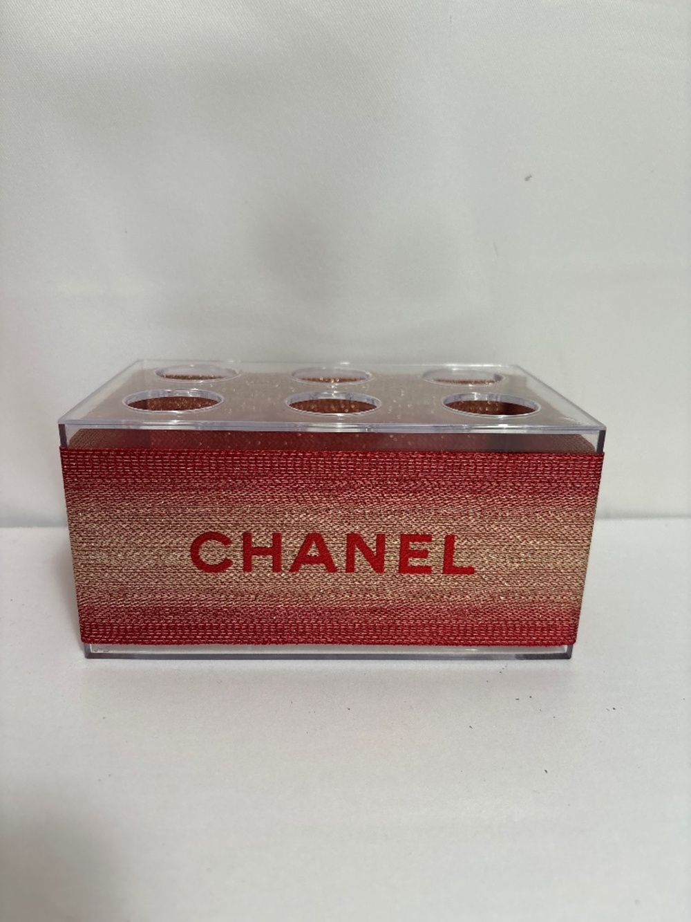 Plastic Flower Holder with Chanel ribbon